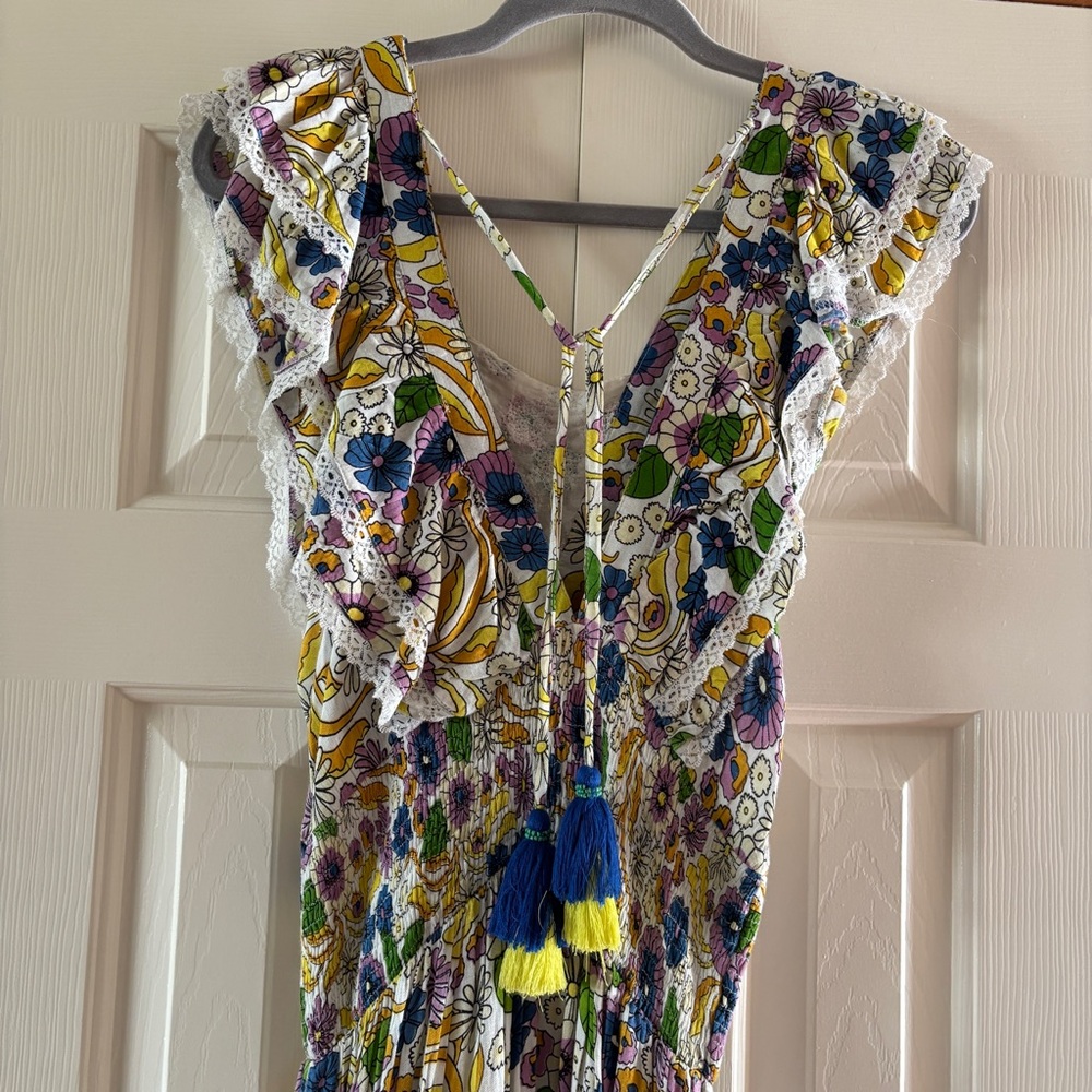 NWT Barok Colorful Beaded Ruffle Maxi Dress - Picture 8 of 8